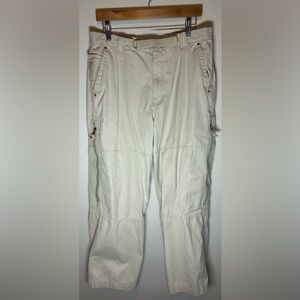 Vintage Old Navy Cargo Pants Mens White 34X34 Army Belted Y2K Wide Leg
